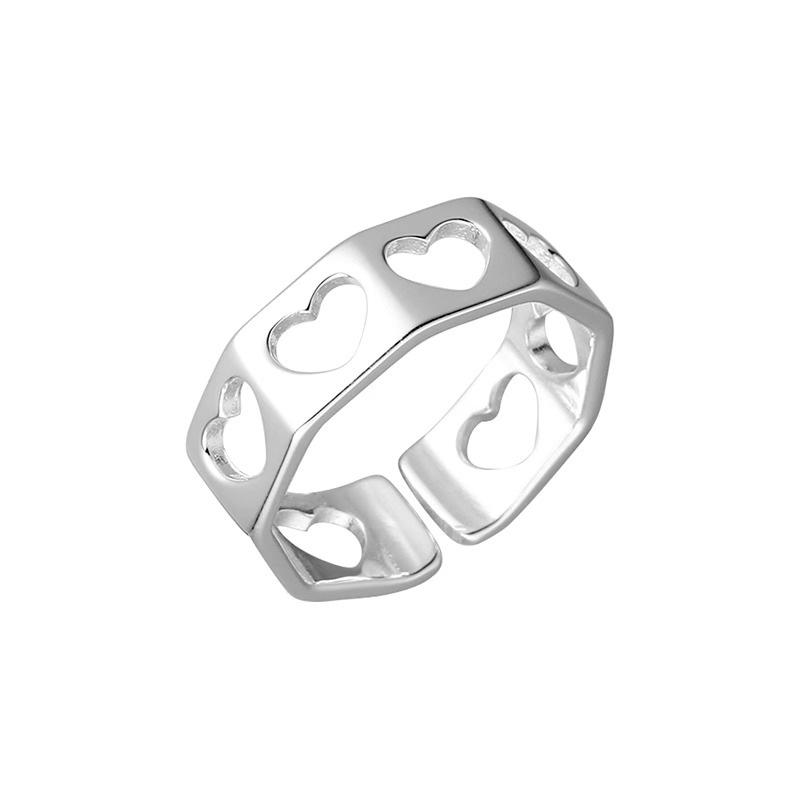 925 Sterling Silver Jewelry Simple Hollow Love Heart Finger Rings for Women Wedding Party Jewelry For Girls Friend Gift
