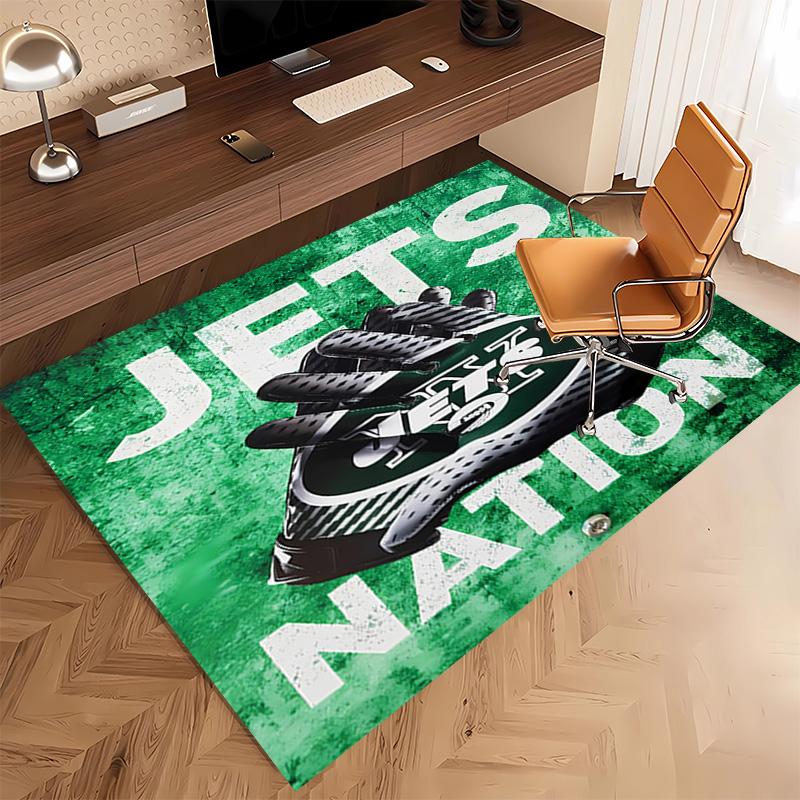 1pc New York Jets logo Print Area Rug - Soft, Washable Non-Slip Indoor Mat, Living Room, Home Office Decorative Rug,Office Decorative