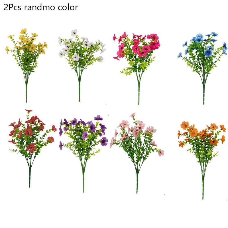 

2Pcs Artificial Violet Flowers Fake Plants Bouquet For Home Garden Wedding Decoration Indoor Outdoor DIY Bonsai Bouquet Decor разноцветный