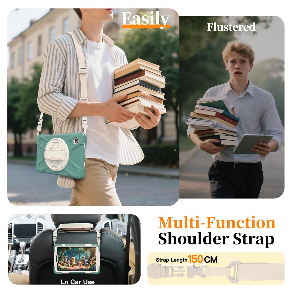 Heavy Duty Case for Samsung Galaxy Tab A11 8.7 Inch SM-X130 SM-X135 PC + Silicone Tablet Cover for Tab A11 8.7" with Strap