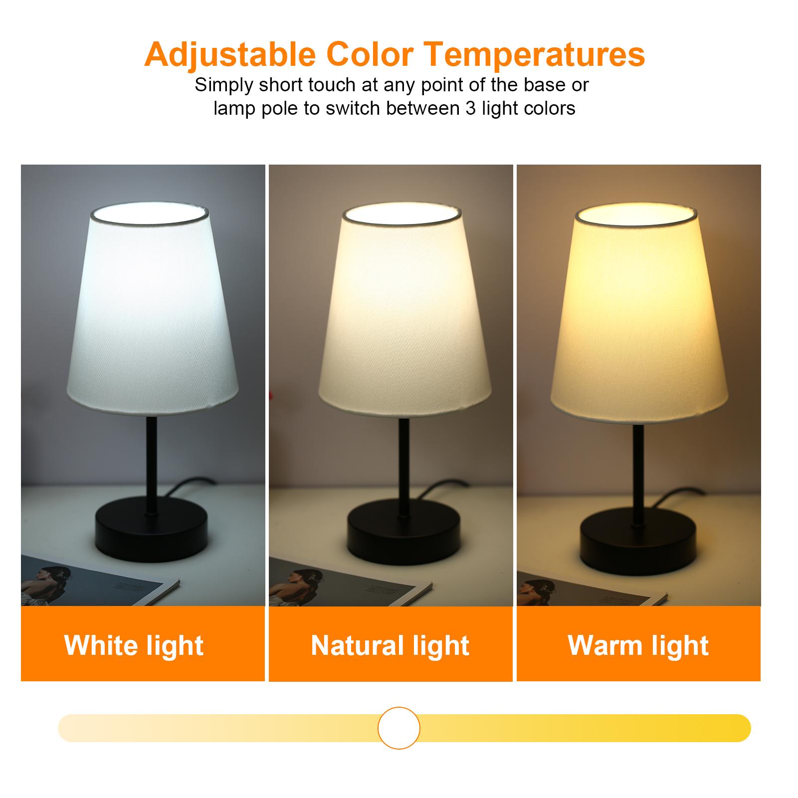 

Fabric Bedside Lamp LED Lamp Touch Control USB Plug Living Room Bedroom Study