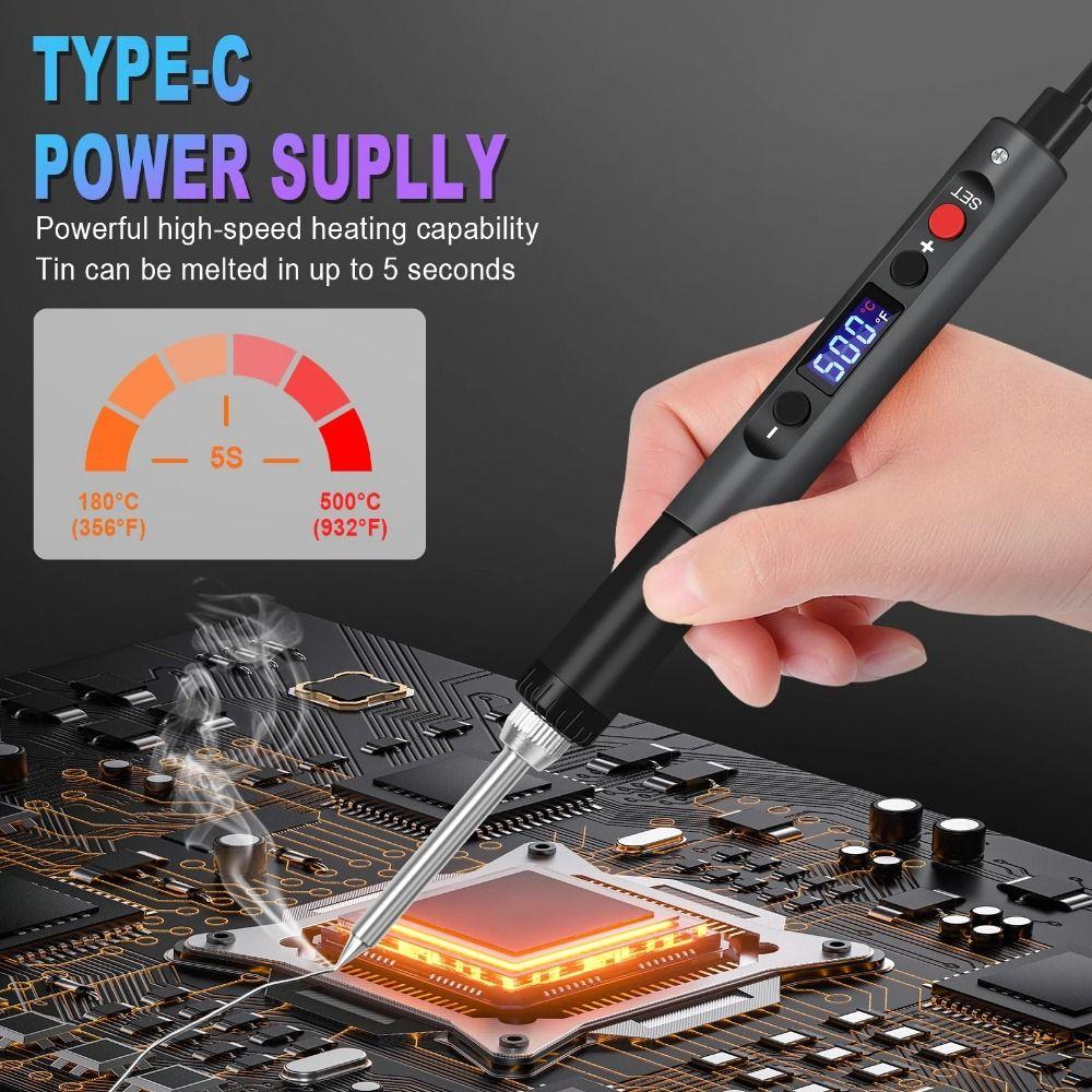 LCD Digital Soldering Iron Kit Adjustable Temperature Welding Pen  Electronic Component