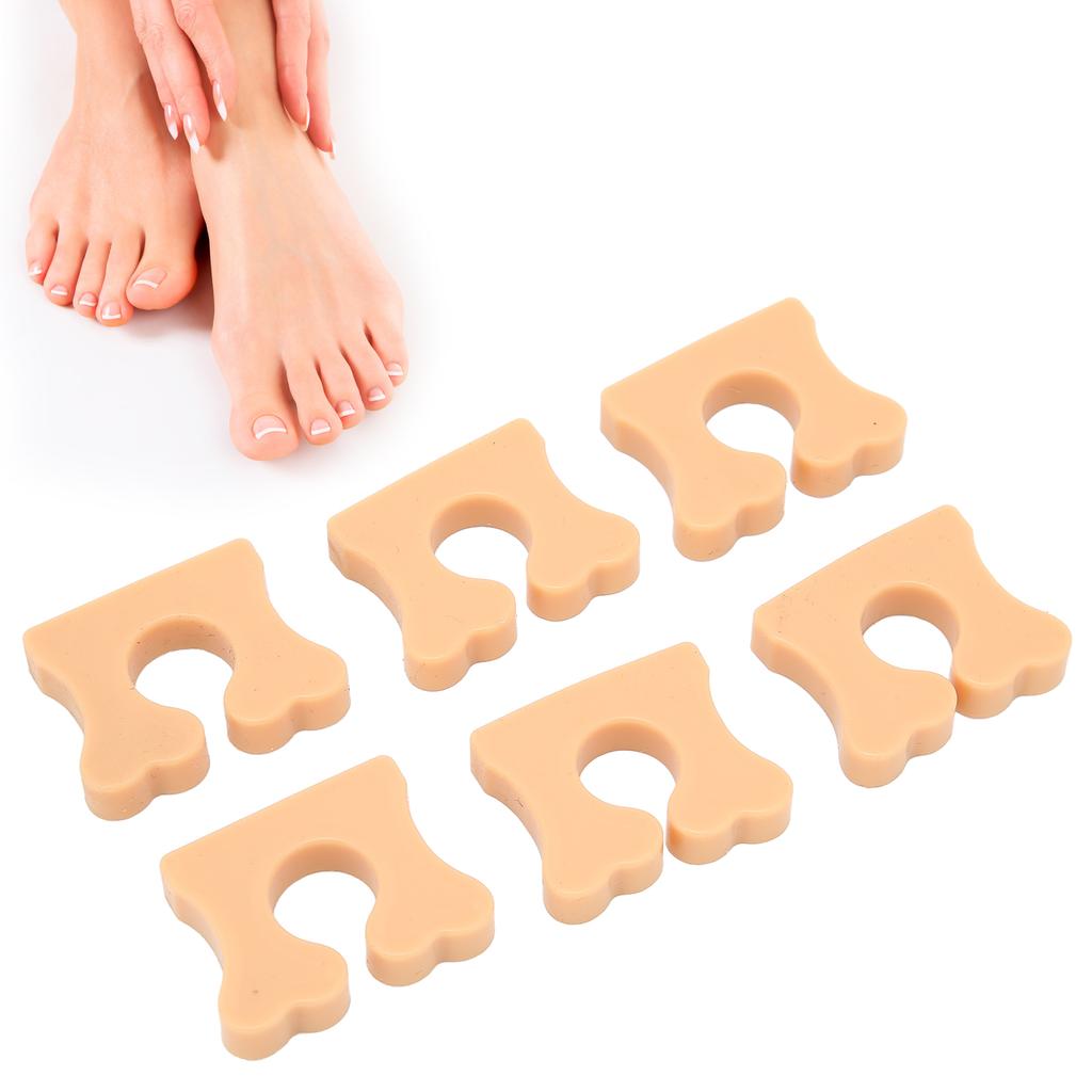 6pcs Individual Toe Separators Soft Silicone Correct Toes Relief Foot Pain Toes Separate Tool Khaki