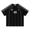 Guangzhou Clothing, American Retro Printing Striped Deconstruction Short-sleeved T-shirt Men's Summer High Street Trend Loose Half-sleeved Top