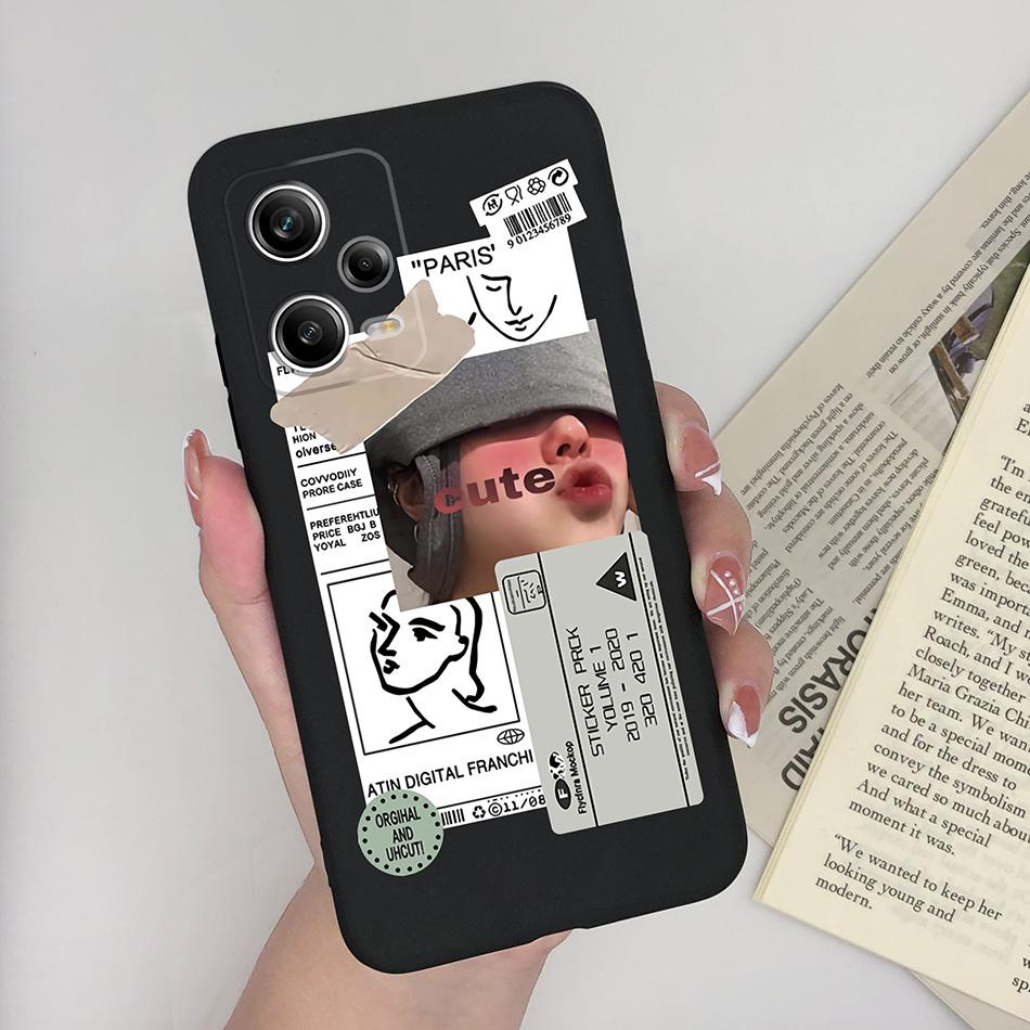 For Xiaomi Redmi Note 12 Pro+ Plus 5G Phone Case Love Heart Girl Silicone Matte Shockproof Cover For Redmi 12Pro + Funda Bumper
