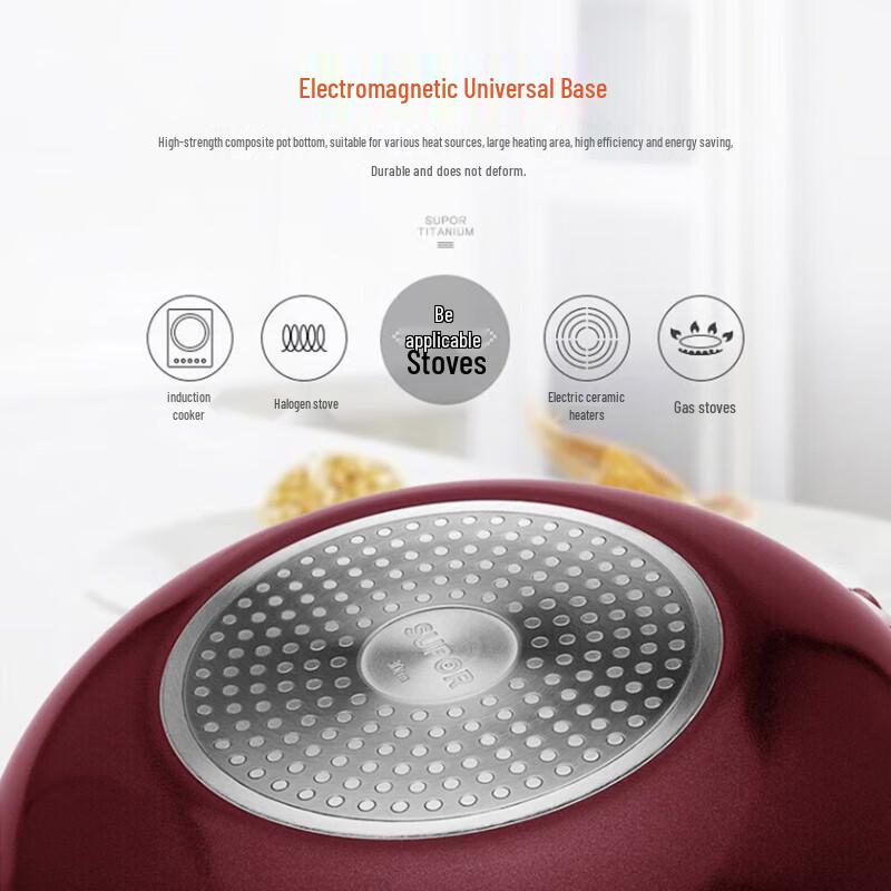 Supor 32cm Non-stick Wok with Glass Lid