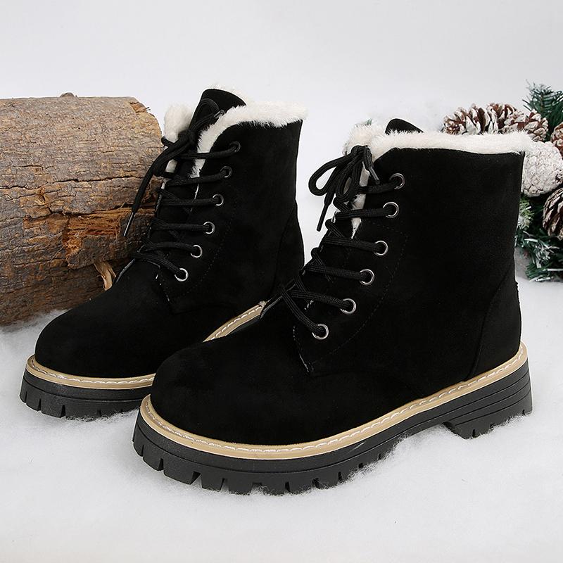 

Autumn Winter Warm Plush Ankle Boots Women Plus Size 36-43 Faux Suede Platform Boots Woman Non Slip Lace Up Short Booties Mujer 43