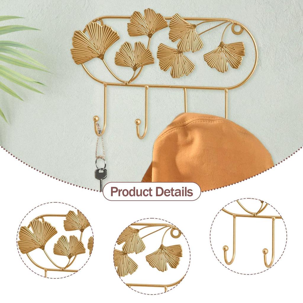 Wall Hook Wall Mount Multipurpose Ornament Leaf Design Easy to Install Decorative for Balcony Dorm Garden Bathroom Kitchen