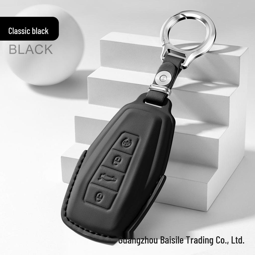 Premium Cowhide Key Cover for Geely Panda - Unisex Interior Accessory