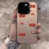 Cute Cherry Pattern Electroplate Silver IMD Phone Case For iPhone 17 16 15 14 13 12 11 Pro Max 17 Air 16E 7 8 Plus X XS XR Cover