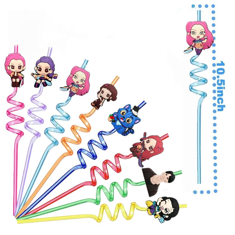 קיי פופ ציידי שדים קשיות קישוטי יום הולדת ציידי שדים קשיות שתייה רב פעמיות מקלחת תינוק מסיבת ילדים מתנות ציוד