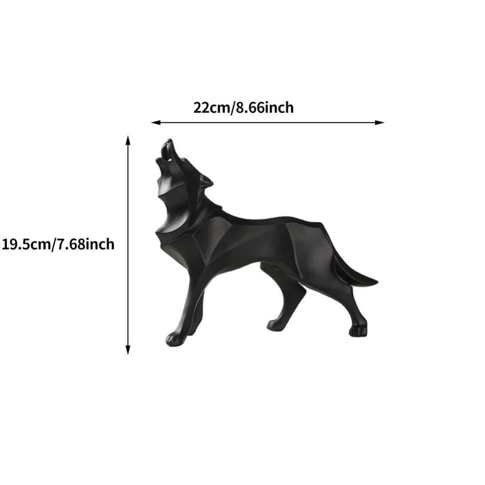 Geometric Abstraction Black Wolf Statue Resin Crafts Office Bookshelf Desk Decoration Home Decorations