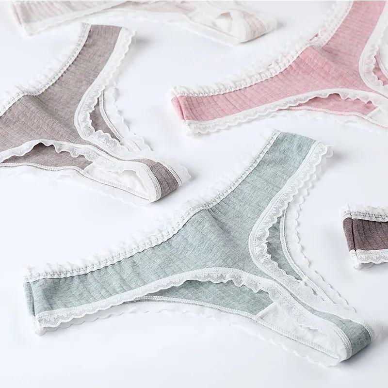 3 Pcs/Set Women Panties G-String Underwear Fashion Thong Sexy Cotton Panties Ladies G-string Soft Lingerie Solid Low Rise Panty