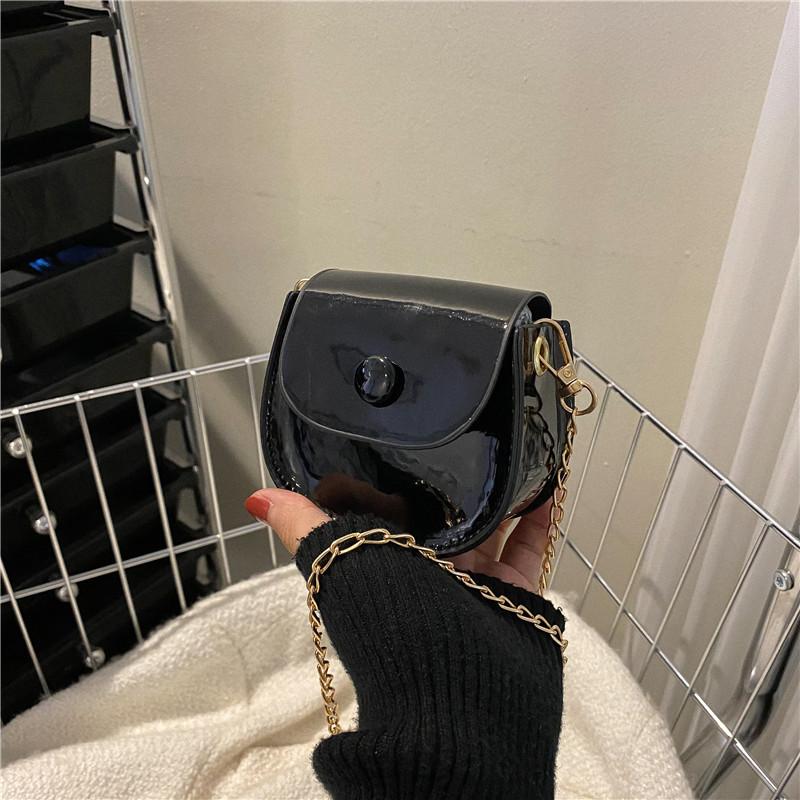 Lacquer Contrasting Color Small Bag Women's 2025 Autumn New Trend Fashion One Shoulder Crossbody Small Square Bag Simple Bag