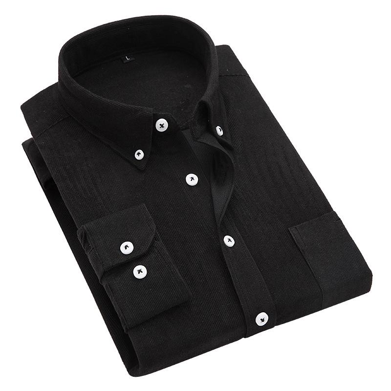 Herren Slim Fit Cordhemd - Einfarbig, Langarm, Große Größe, Lässig Business, Japanischer & Koreanischer Stil, Frühling/Herbst Trend