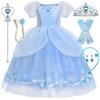 Rochie Cenușăreasă Bumbac Rochie Prințesă, 7 Accesorii, Mărime 7-8 Ani, Multicolor, 140cm, Costum Fete