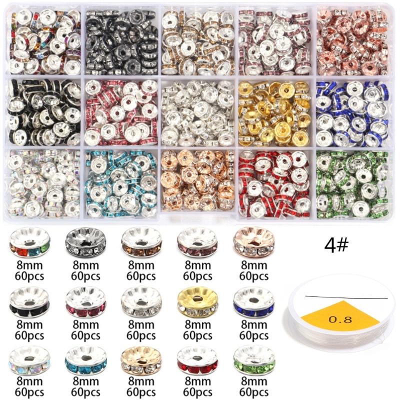 Rhinestones Rondelle Spacer Beads Delicate Rondelle Beads with Sparkling Crystals for Elegant Jewelry Creations