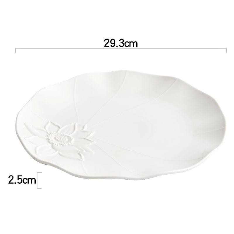 Reinweißer Relief-Lotusteller, Keramik-Steakteller, Pastateller, Sushi-Teller, Restaurant, Molekularküche, kreatives Geschirr