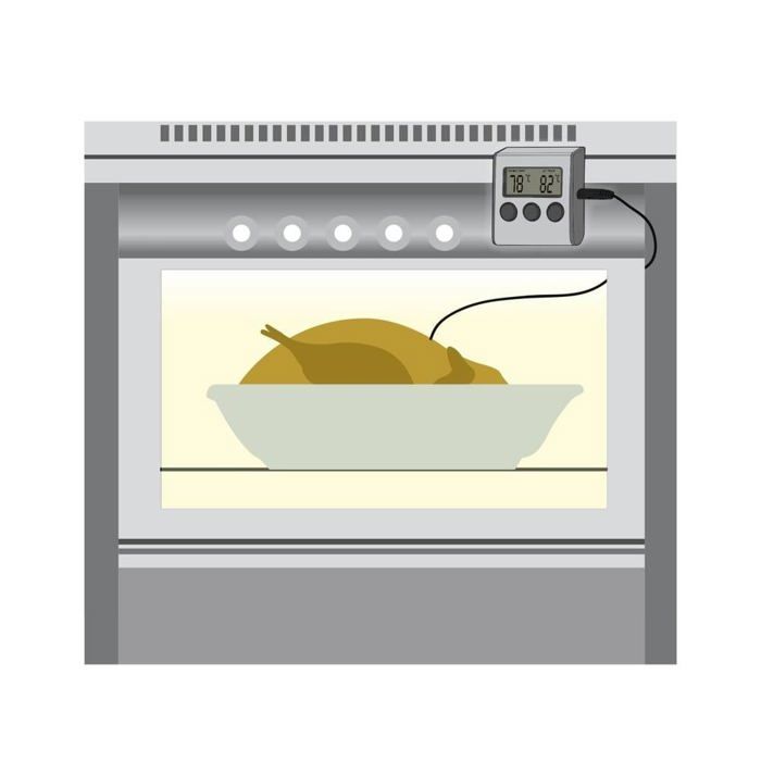 Thermomètre de cuisine - Xavax - Modèle Inox - Câble 1m - Mesure température intérieure - 1 pièce