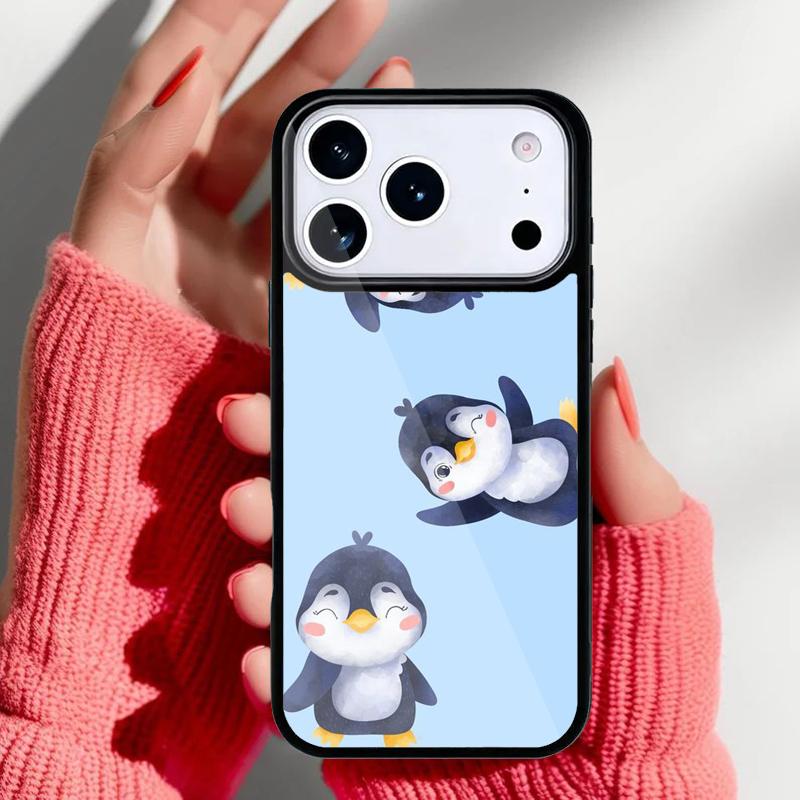 Cute Kawaii Penguin Phone Case for iPhone 17 16 15 14 13 Pro Max Back Cover for 12 11 Pro Coque
