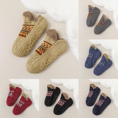 Women's Floor Socks With Plush Insulation, Women's Indoor Home Shoes And Socks, Extra Thick Plush Short Tube Socks