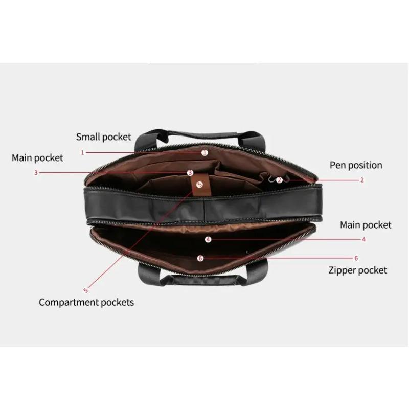 Echte Leder Herren Aktentaschen 15,6" Laptop Tasche Bürotaschen für Männer Dokumenten Business Umhänge Messenger Tasche Handtasche