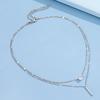 Personalized Fashion Double-Layer Stacked Water Drop-Shaped Small Diamond Long Fringed Pendant Necklace Two-Piece Set