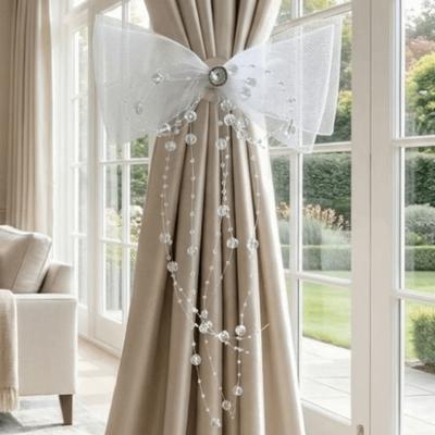 Princess Style Bowknot Curtain Buckle Mesh Adjustable Curtain Bow Clasp Decorative Romantic Lace Curtain Tiebacks Bedroom Decor
