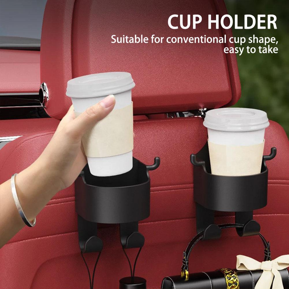 2pcs Car Seat Headrest Hook Hanger Storage Organizer With Cup Holder For Handbag For Universal Car Interior Accessories