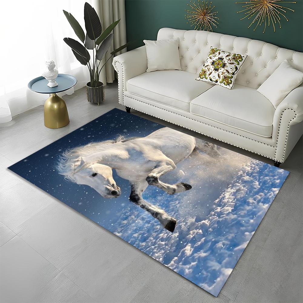 3D Animal Pentium Gallant Horse Steed Carpet Rug for Home Living Room Bedroom Sofa Doormat Decor,kid Area Rug Non-slip Floor Mat