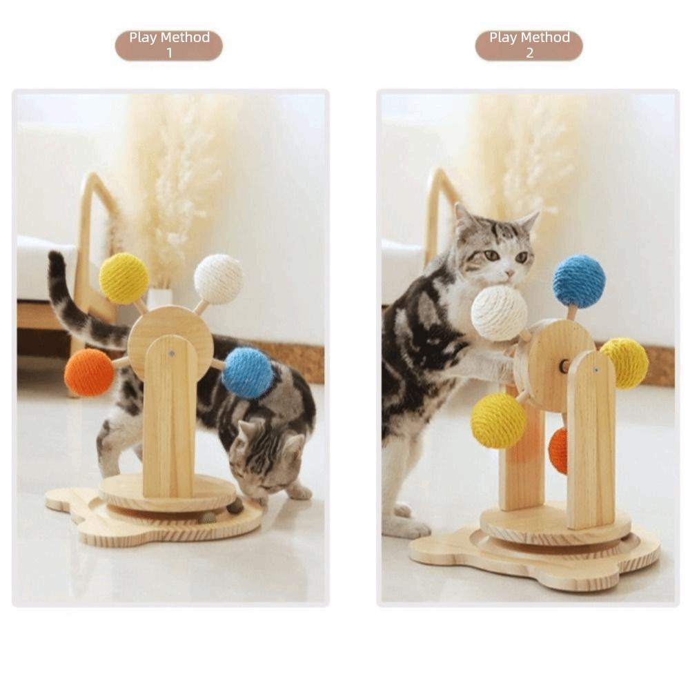 Rotating Turntable Ferris Wheel Cat Toy Detachable Wear Resistant Cat Scratcher Toy Durable Interactive Cat Toy Playing Teasing