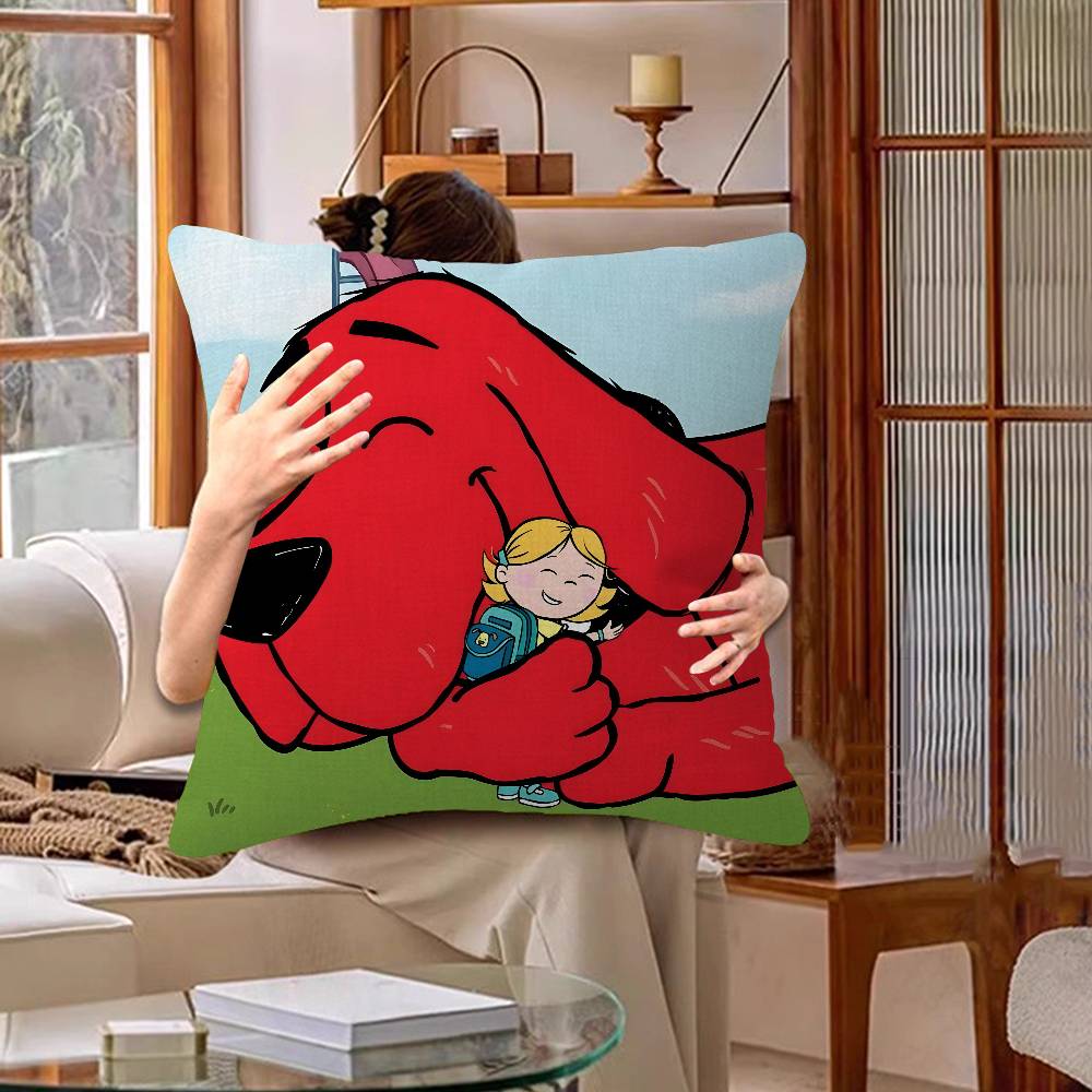 Cartoon Clifford The Big Red Dog Lucky Dragon Pillow Cover Sofa Cushion Cover Home Room Decoration Children Gift
