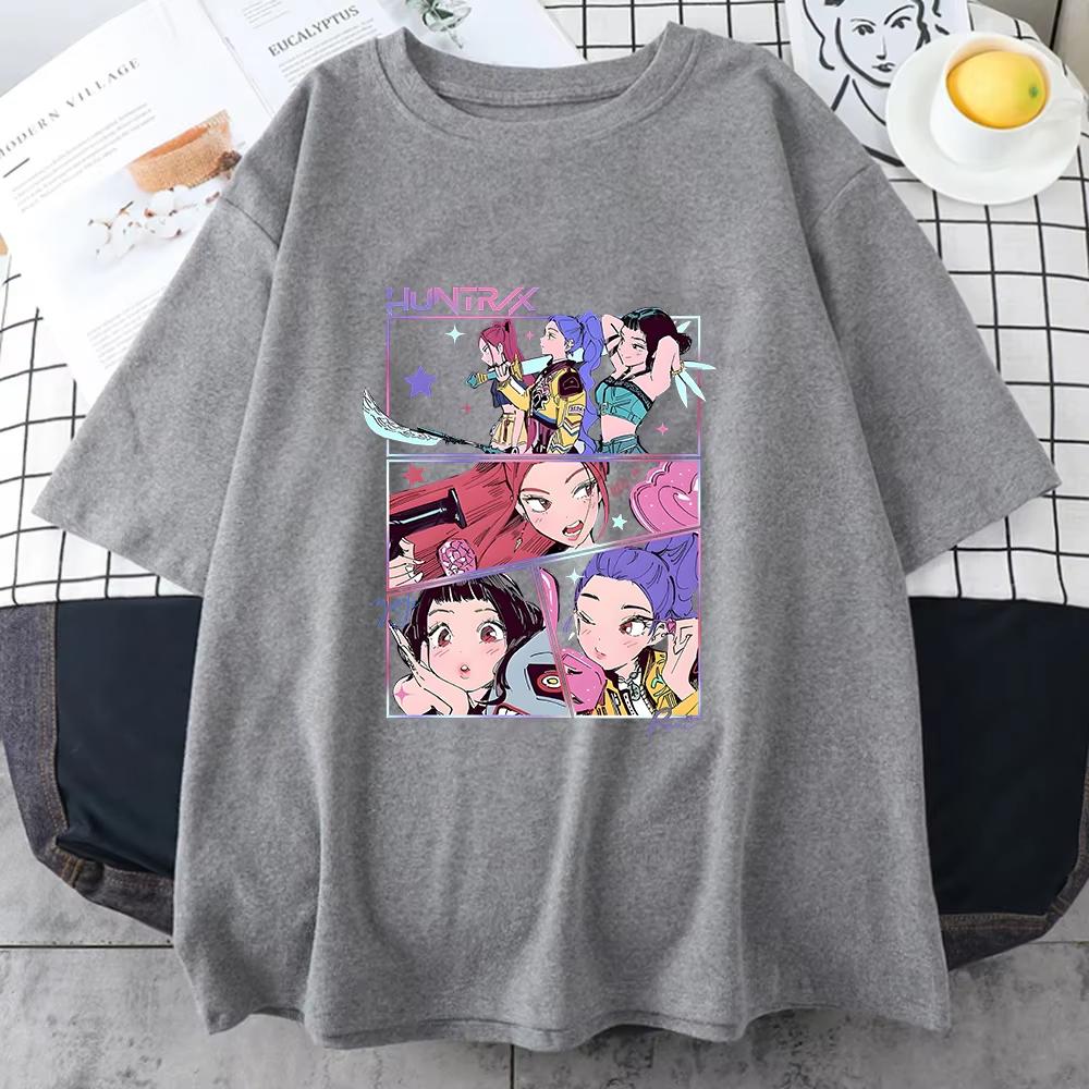 

New Huntrix Girl Kpop Devil Hunter Kpop Devil Hunter T-shirt Women s Y2K Retro Beach O-neck Harajuku T-shirt 6XL