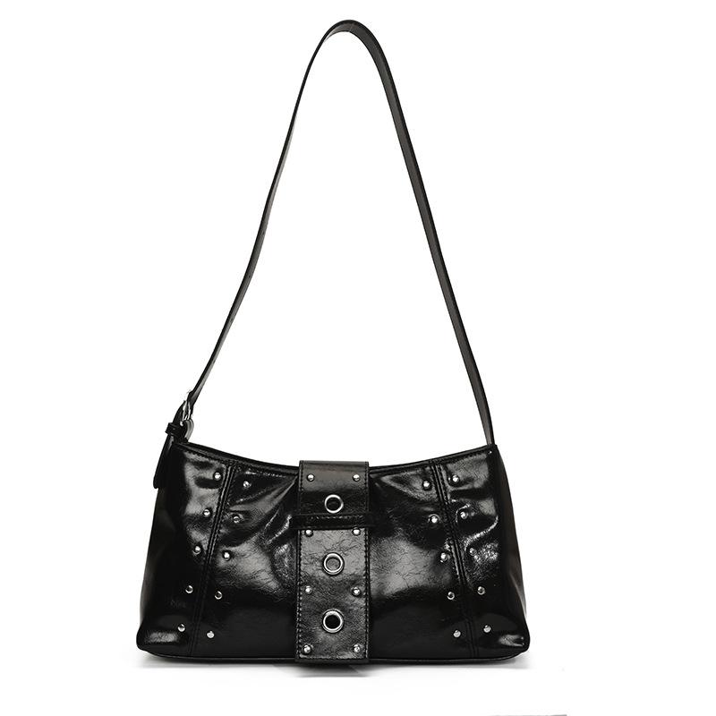 New Rivet Shoulder Bag Texture Niche Simple Personality Design Fashion Trend Small Square Bag