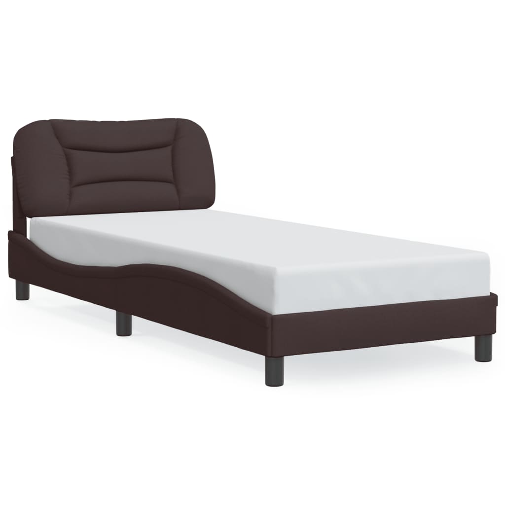 LED Bed Frame without Mattress Hvar Dark Brown 80x200 cm Fabric