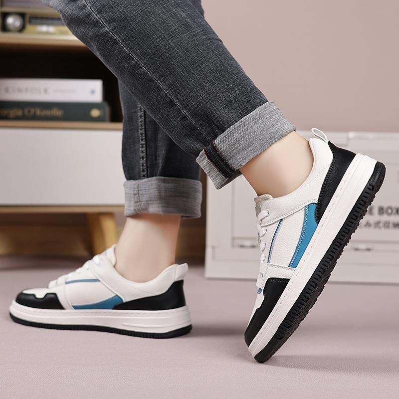 Fashion 2025 Men's Leather Casual Shoes Fashion Lace-Up Sneakers Breathable Male Walking Shoes Lightweight Slip-Resistant Male Footwear