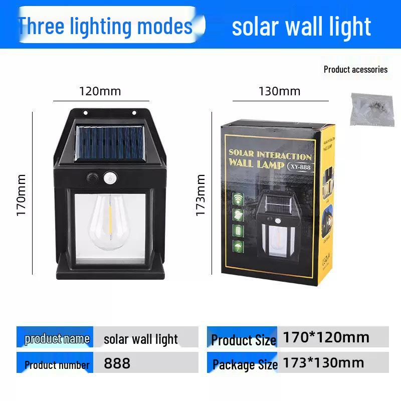 Solar Waterproof Outdoor Tungsten Filament Courtyard Wall Lamp