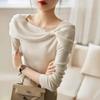 "2024 Autumn Women's Elegant French Bowknot Off-Shoulder Sweater"