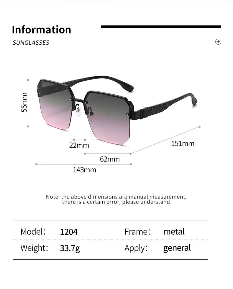 Metal Half Frame New Cut Edge Fashion Sunglasses Instagram Popular Street Photography Sunglasses 1204