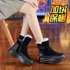 Leather Snow Boots Women's Short Boots with Velvet Winter Warm Cotton Shoes, the New Martin Thick Sole Increases the Delivery Tide