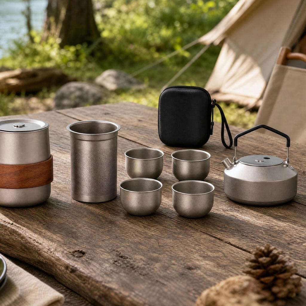 Portable Travel Tea Set with Infuser Lightweight for Road Trips, Camping