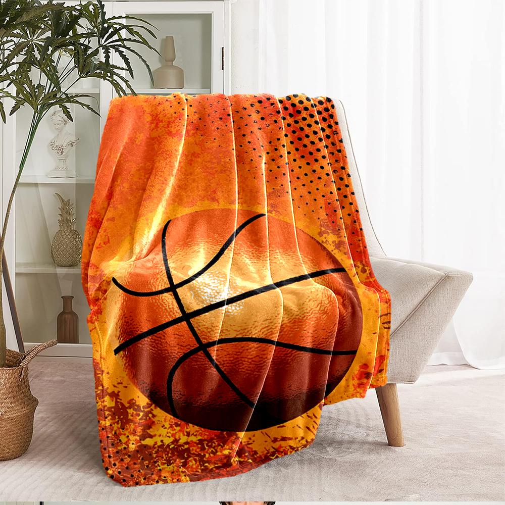 Deka s potiskem na téma basketbal - Ideální na pohovku, postel, cestování a venkovní použití | Lze prát v pračce, útulná a odolná.