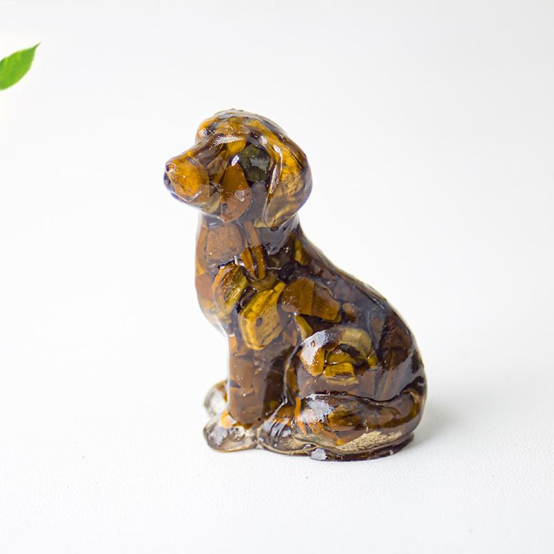 Resin Dog Figurine With Natural Crystal For Office Desk Decor And Home Gift