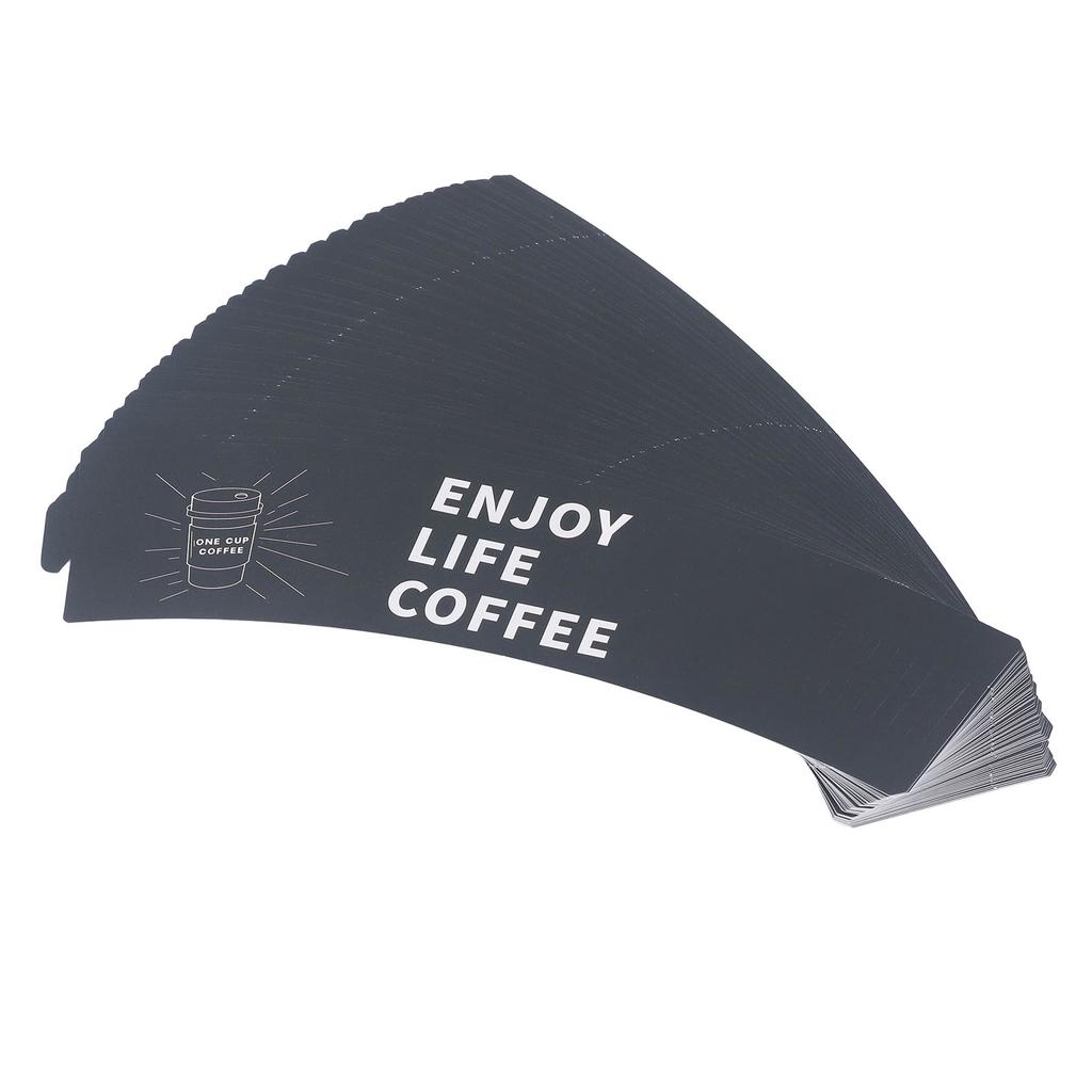 50 PCS Coffee Cups Sleeves Adjustable Paper Heat Insulating Cup Sleeve Jacket Holder for Beverage
