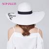 SOMALER Modny kapelusz przeciwsłoneczny w kształcie litery z perłowym szerokim rondem Letni kapelusz plażowy Wysokiej jakości kapelusz słomkowy