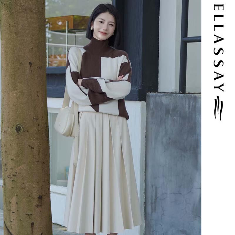 ELLASSAY Women's Elegant Mock Neck Wool-Cashmere Knit Sweater