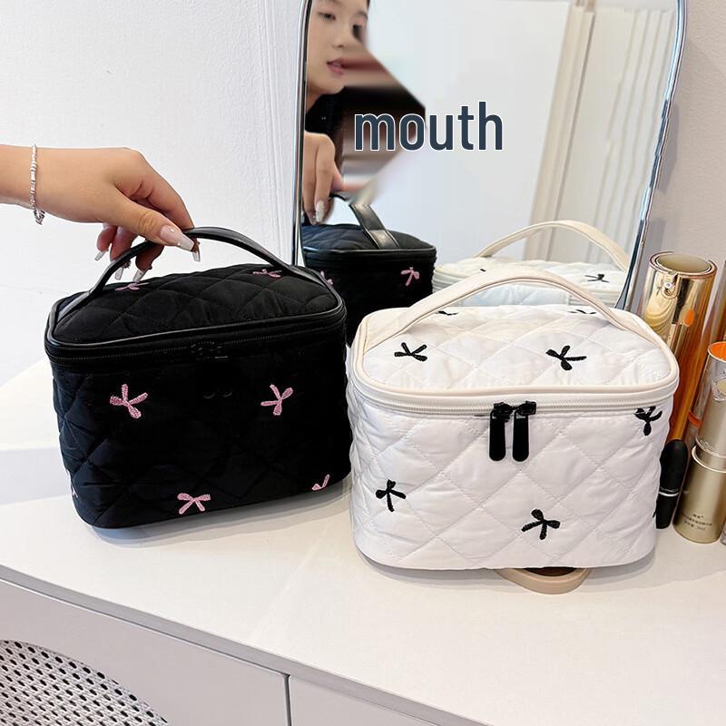 MDNG Embroidered Bow Travel Makeup Bag
