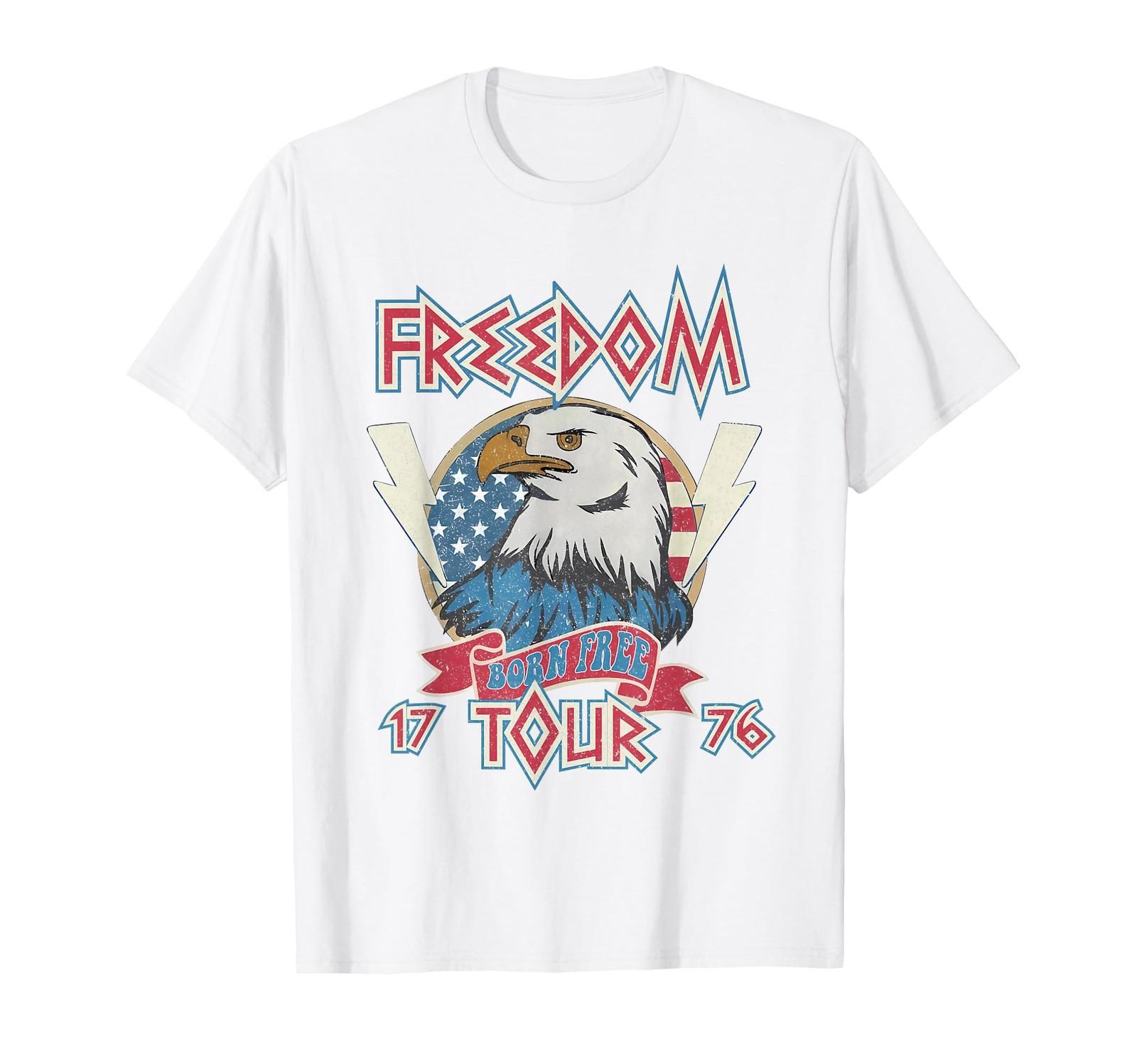 4th of July Born Free Eagle Freedom Tour 1776 Rock Men Women T-Shirt S разноцветный