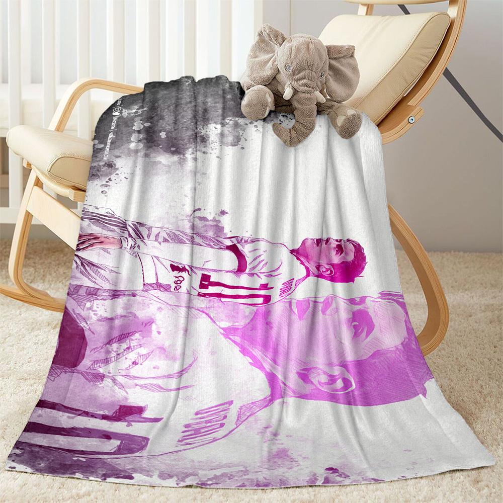 Football Stars Action Blanket Ultra-Soft Perfect for Livingroom Chair Seaside for All Seasons Playful Design Suitable for Gifting Relatives and Friend