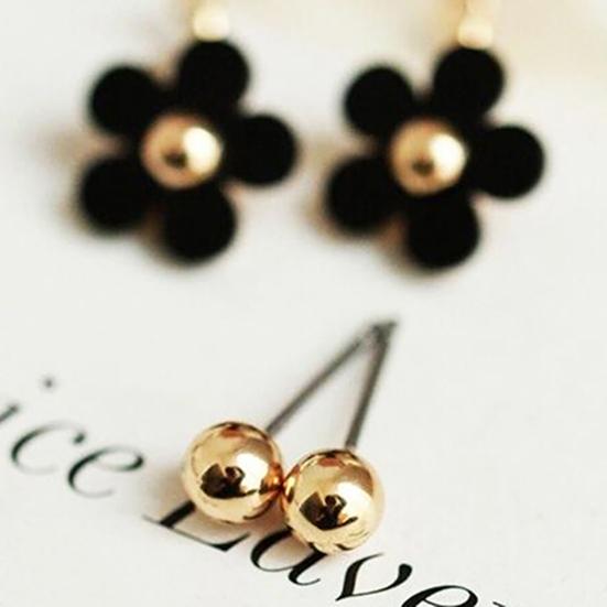 1 Pair Ear Studs All-match Accessories Flower Alloy Double Side Earring for Party